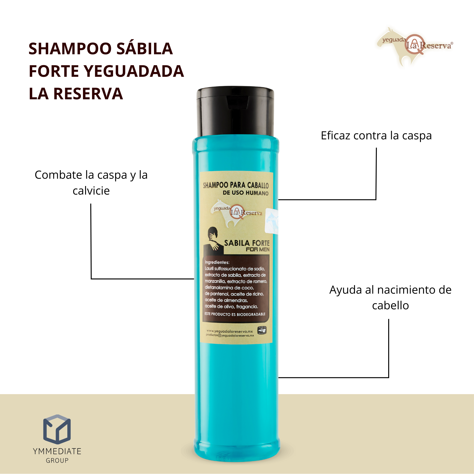 SHAMPOO PARA CABALLO YEGUADA LA RESERVA SABILA FORTE FOR MEN PARA USO HUMANO "EL ORIGINAL"