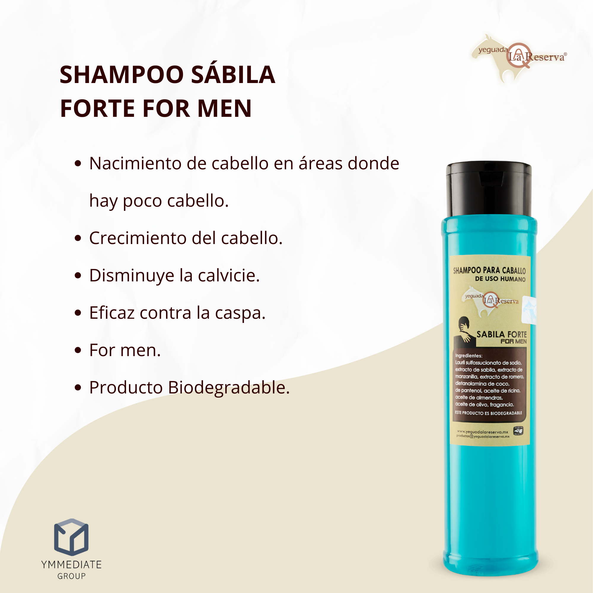 SHAMPOO PARA CABALLO YEGUADA LA RESERVA SABILA FORTE FOR MEN PARA USO HUMANO "EL ORIGINAL"