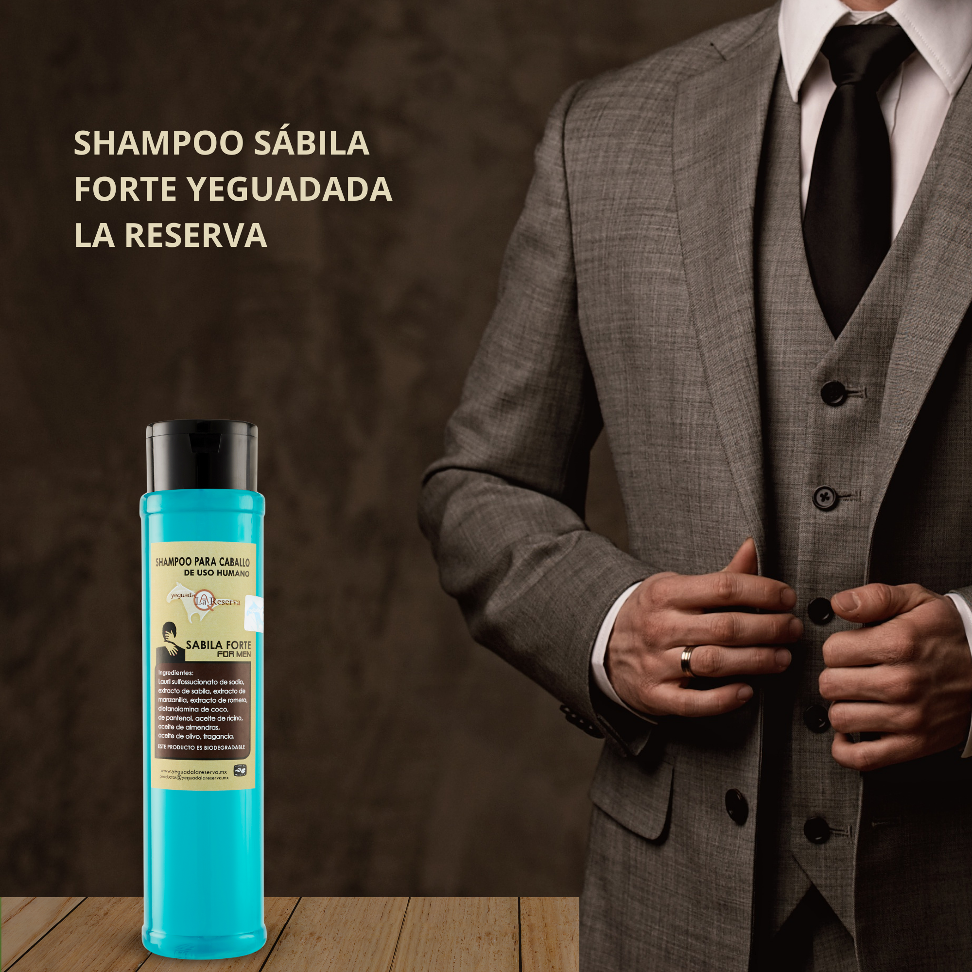 SHAMPOO PARA CABALLO YEGUADA LA RESERVA SABILA FORTE FOR MEN PARA USO HUMANO "EL ORIGINAL"