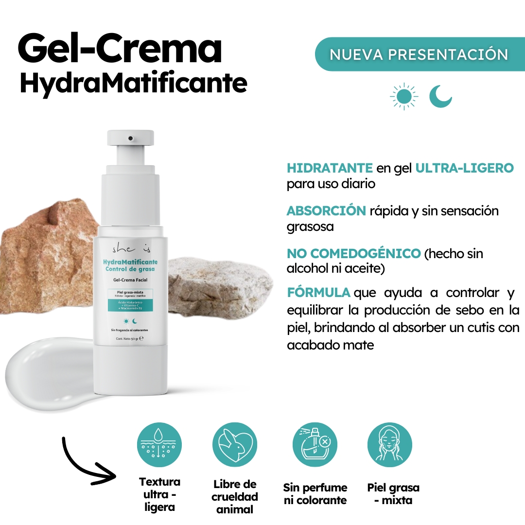 Gel Crema Facial Hydra Matificante She is skincare 50gr.