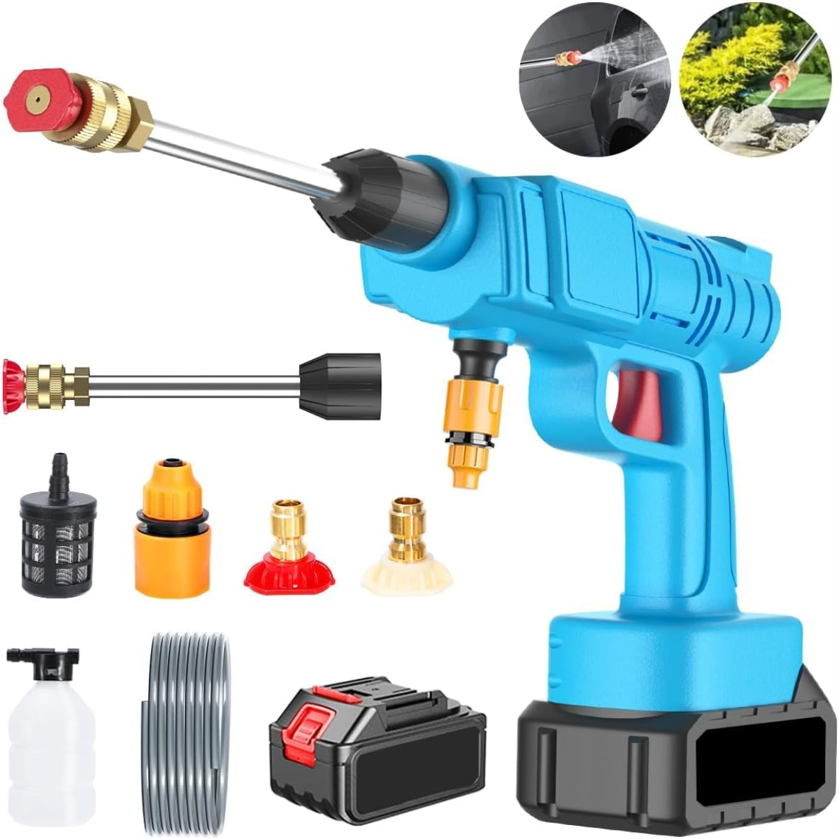 PISTOLA INALÁMBRICA HIDROLAVADORA PORTÁTIL 1500 PSI 48V JC.