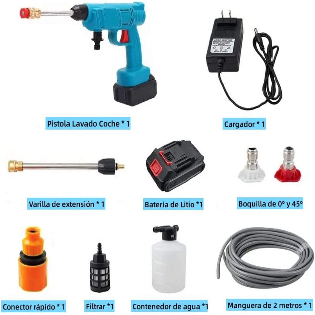 PISTOLA INALÁMBRICA HIDROLAVADORA PORTÁTIL 1500 PSI 48V JC.