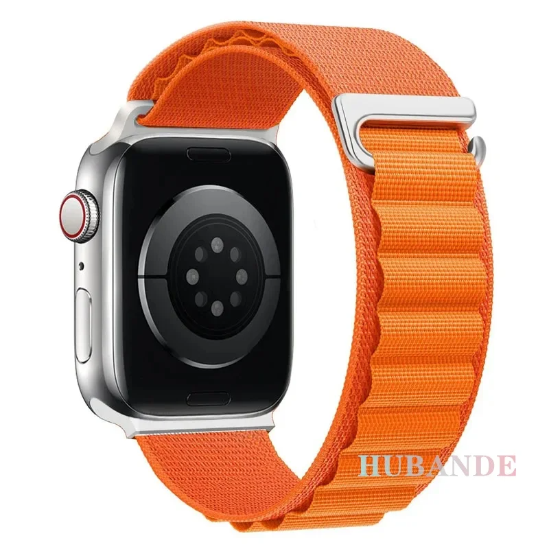 Correa Alpine Loop para Apple Watch, pulsera ajustable de 49mm, 45mm, 44mm, Compatible con iWatch Ultra, Color Naranja.