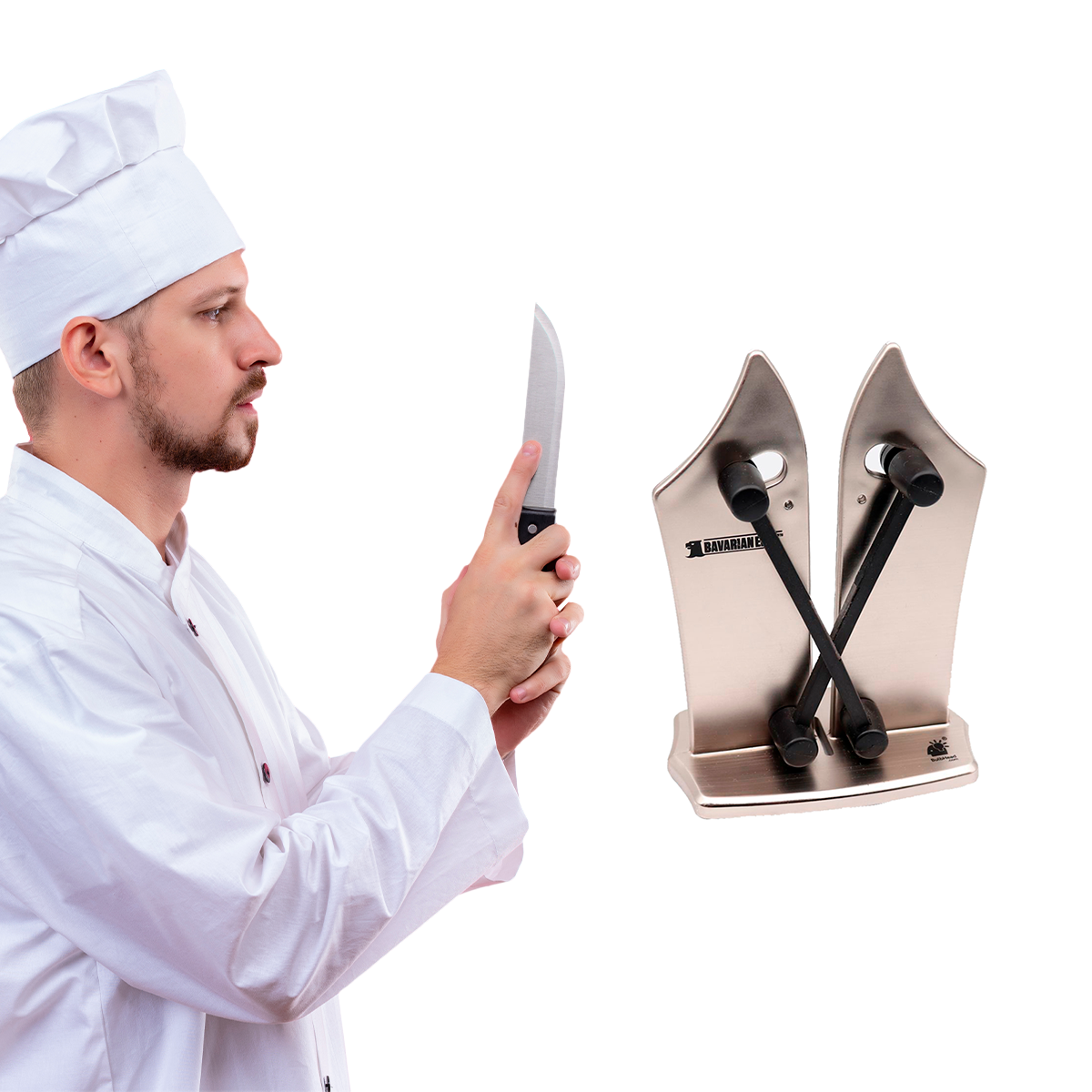 Afilador de Cuchillos Profesional Bavarian Edge Tv Ofertas Manual, Afila, Accesorio de Cocina, Afilador Manual de Cocina para cualquier tipo de Cuchillos