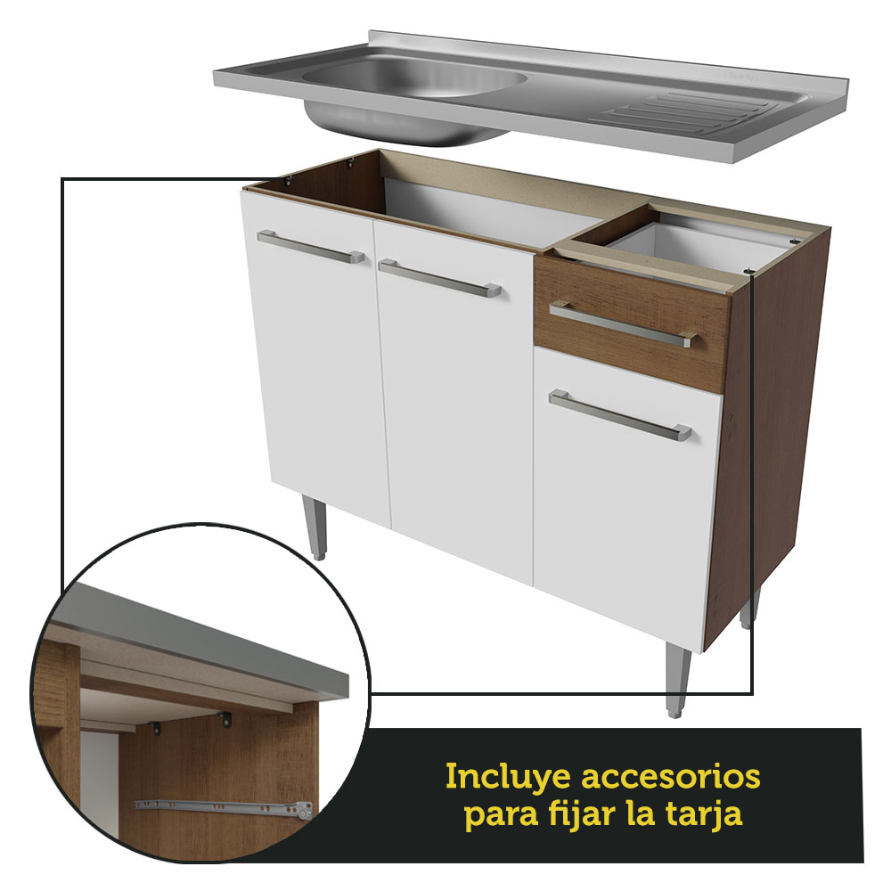 Cocina Integral 229cm Con Tarja Emilly Madesa 10.