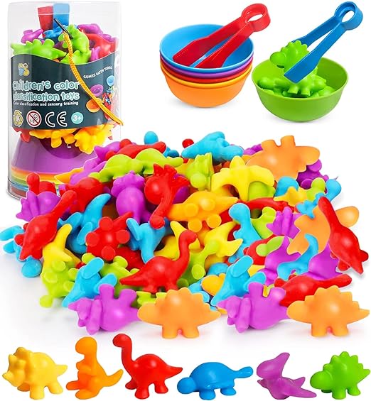 Juguetes Didacticos para Ninos 56pcs Juguete para Contar Dinosaurios Juguete Didactico De Dinosaurio para Aprender Colores Clasificar y