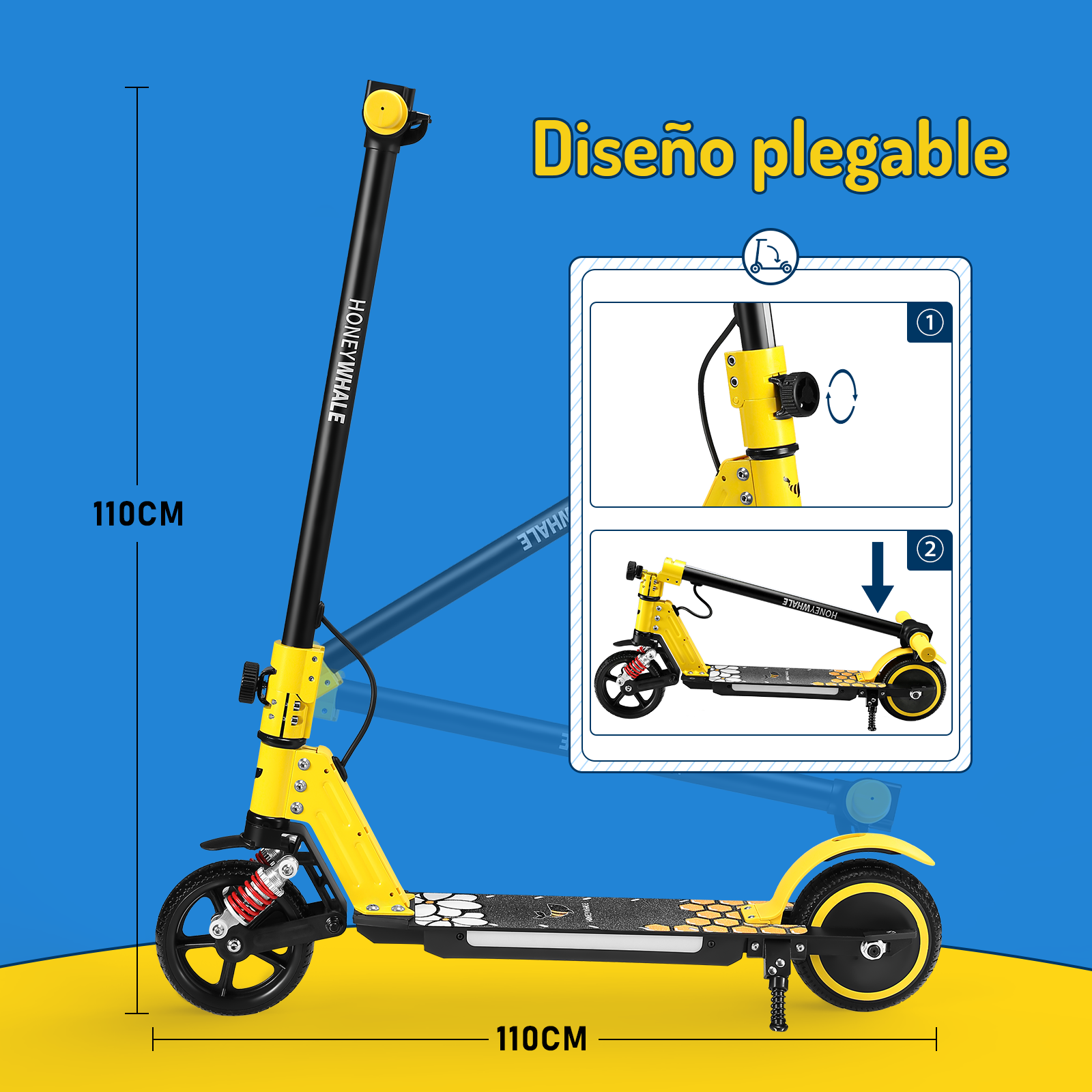 Scooter Eléctrico Infantil Honey Whale E10s Amarillo .