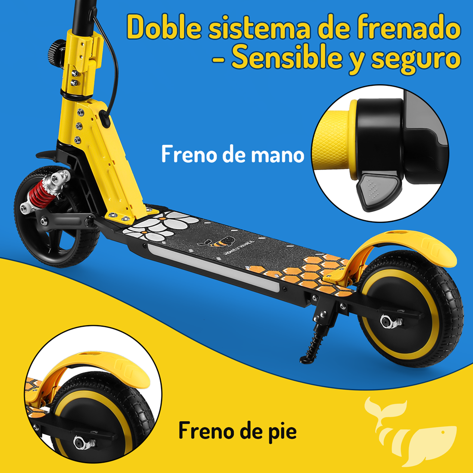 Scooter Eléctrico Infantil Honey Whale E10s Amarillo .