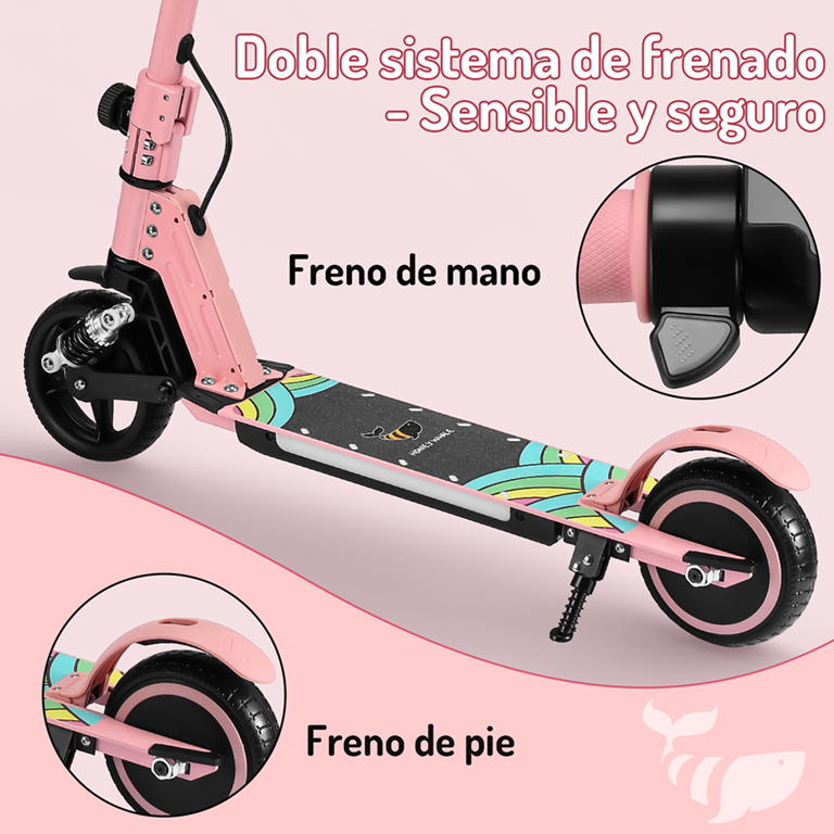 Scooter Eléctrico Infantil Honey Whale E10s Rosa.