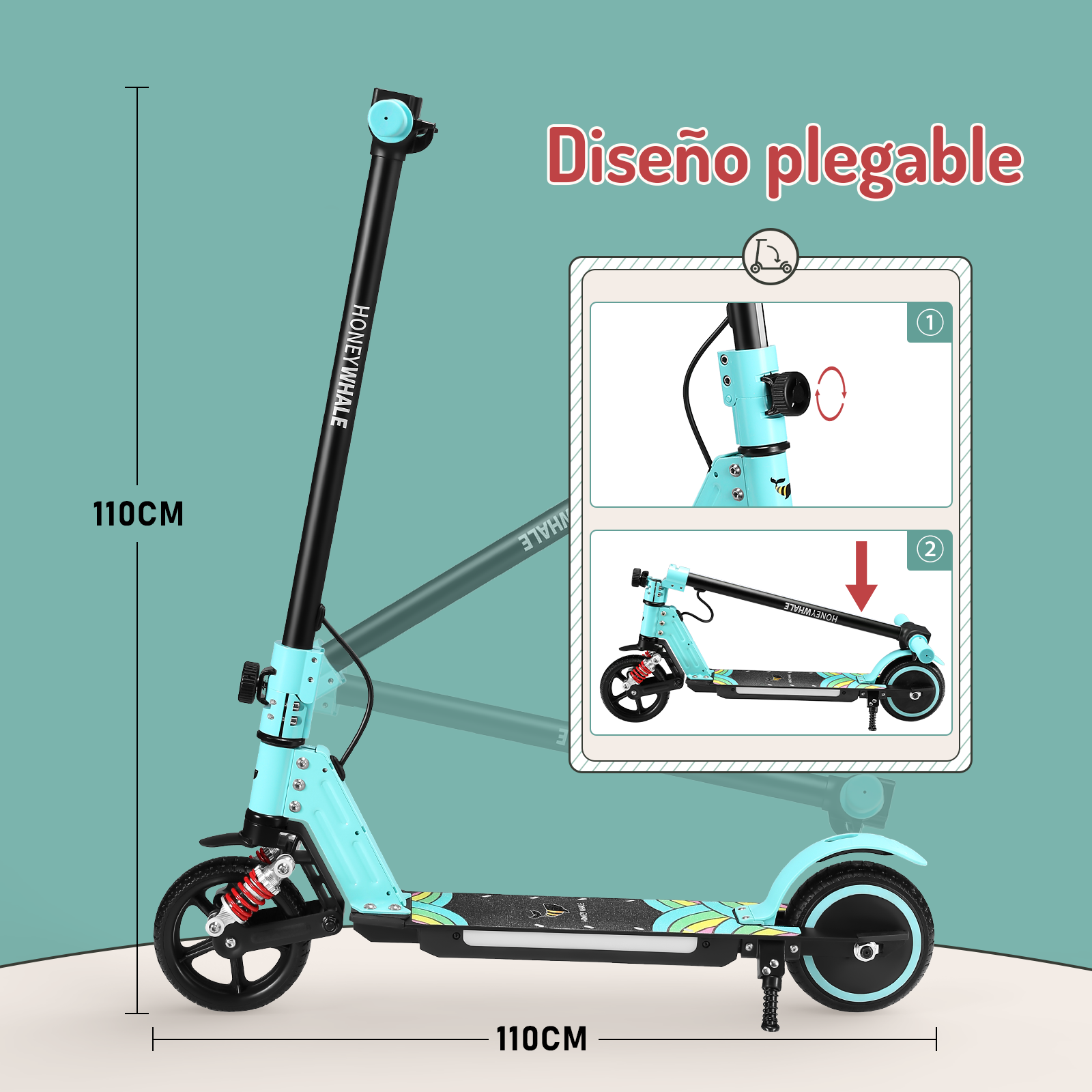 Scooter Eléctrico Infantil Honey Whale E10s Verde.
