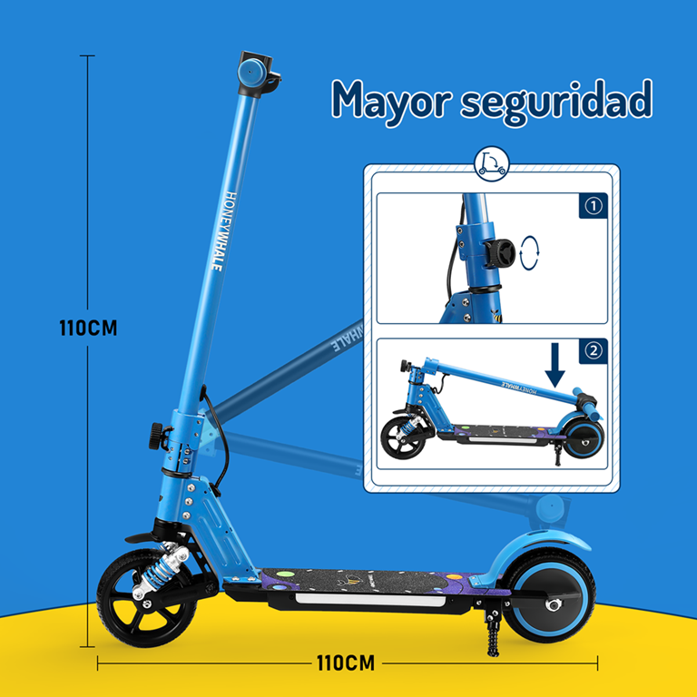 Scooter Eléctrico Infantil Honey Whale E10s Azul.