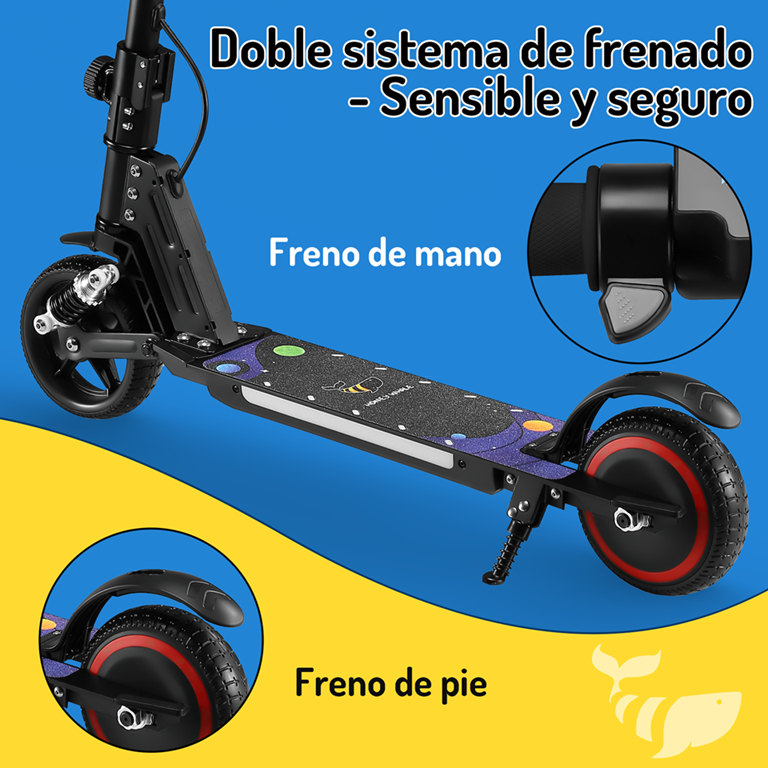 Scooter Eléctrico Infantil Honey Whale E10s Negro .