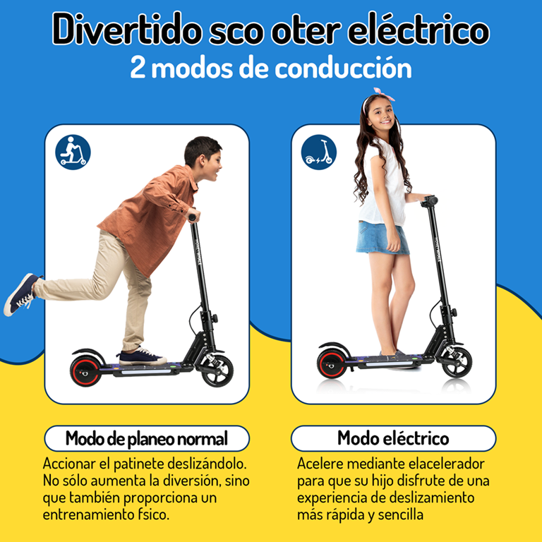 Scooter Eléctrico Infantil Honey Whale E10s Negro .