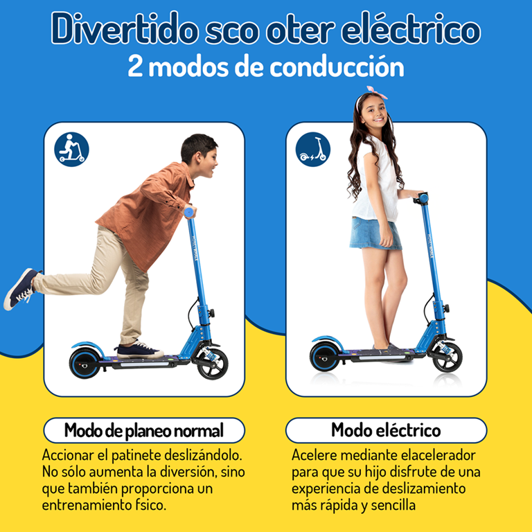 Scooter Eléctrico Infantil Honey Whale E10s Azul.