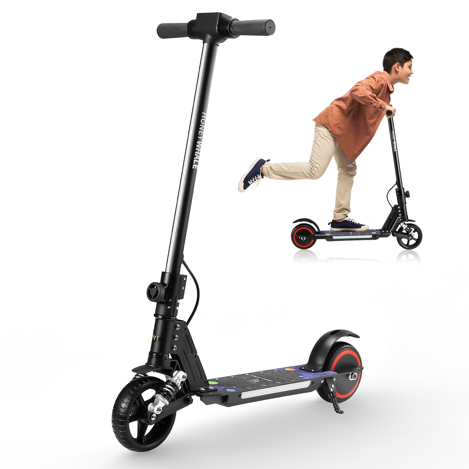 Scooter Eléctrico Infantil Honey Whale E10s Negro .