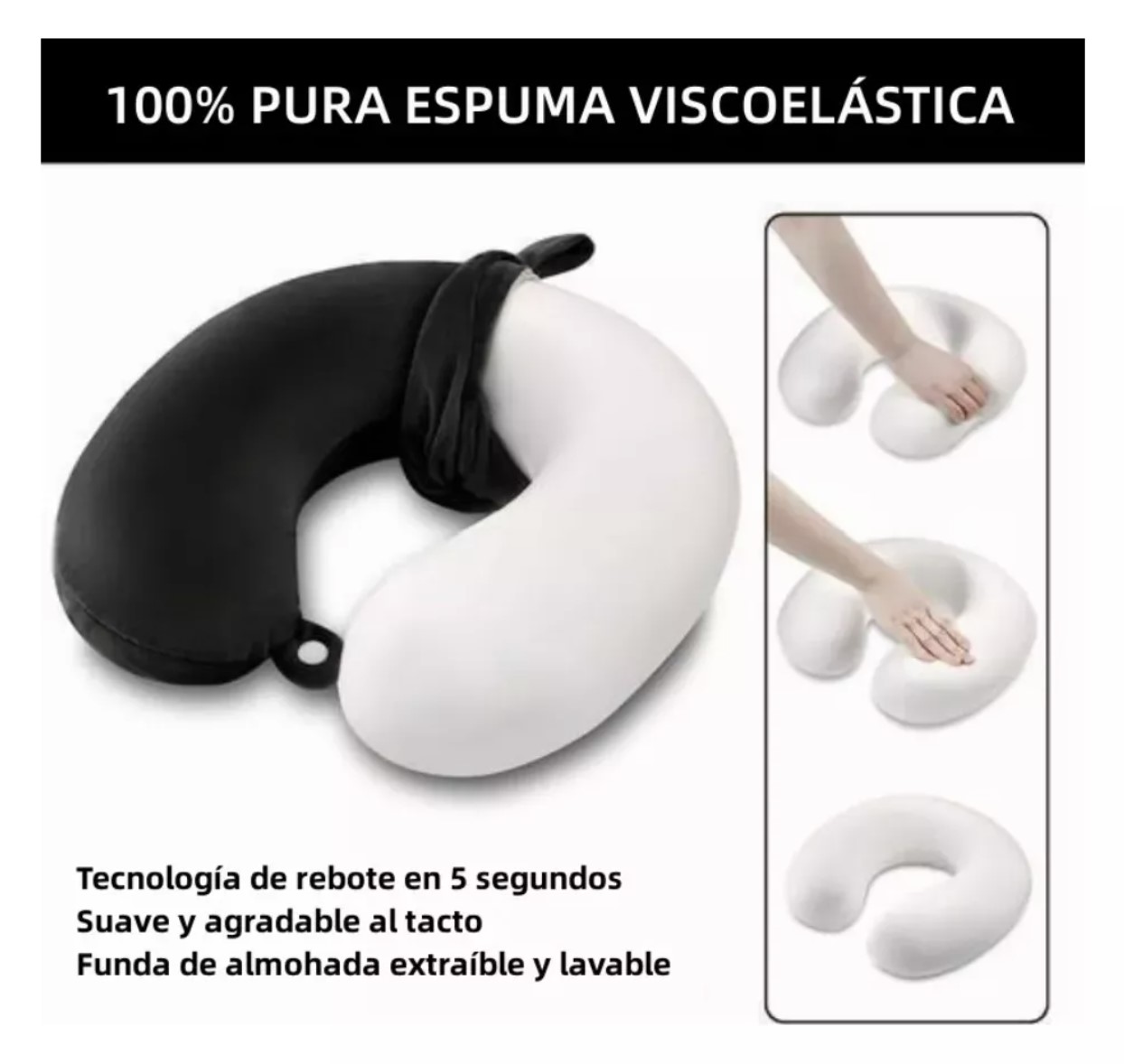  Cojín Para El Cuello Almohada De Espuma Viscoelástica Suave Cómodo T