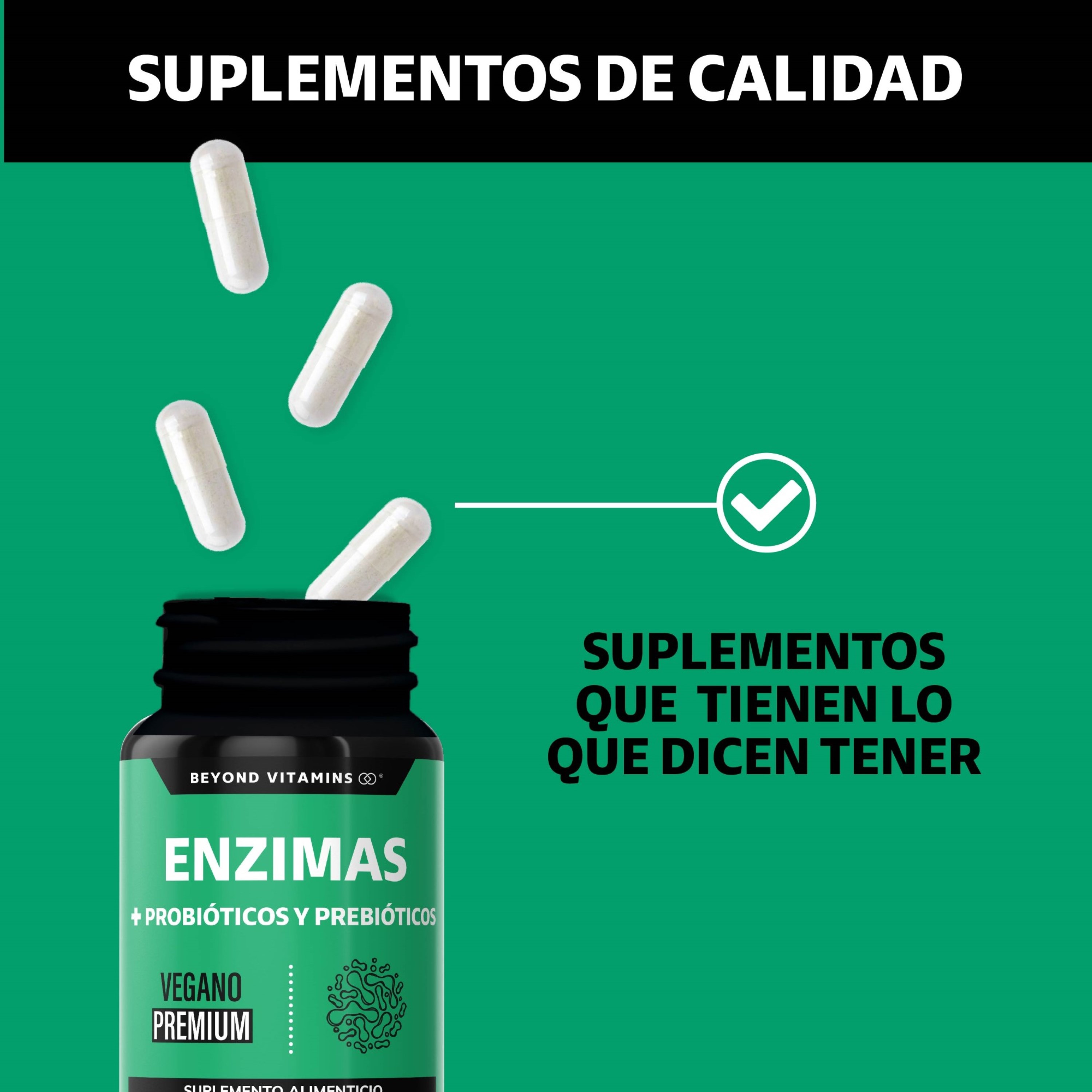 Suplemento Alimenticio Beyond Vitamins Enzimas Digestivas + Probióticos 60 cápsulas