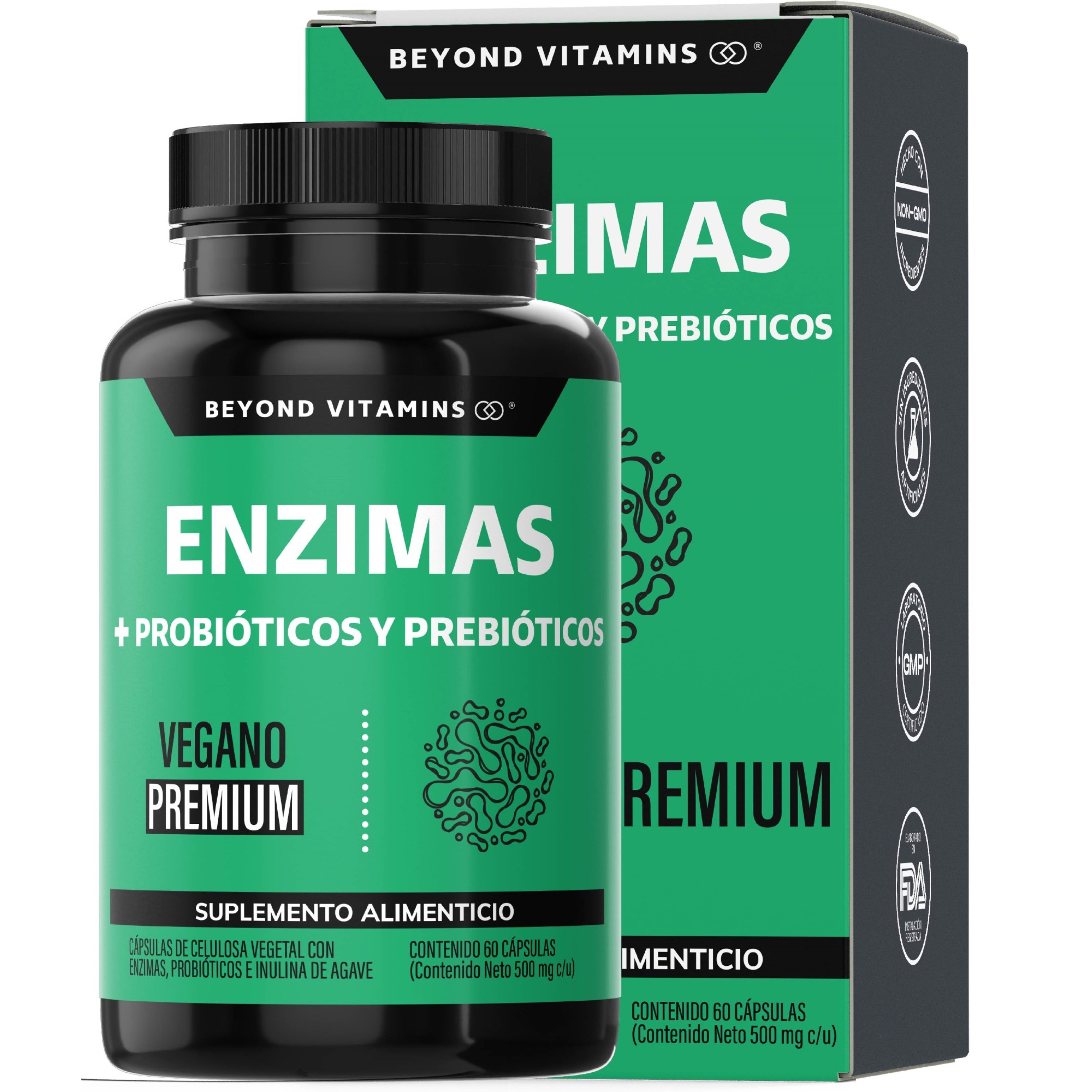 Suplemento Alimenticio Beyond Vitamins Enzimas Digestivas + Probióticos 60 cápsulas