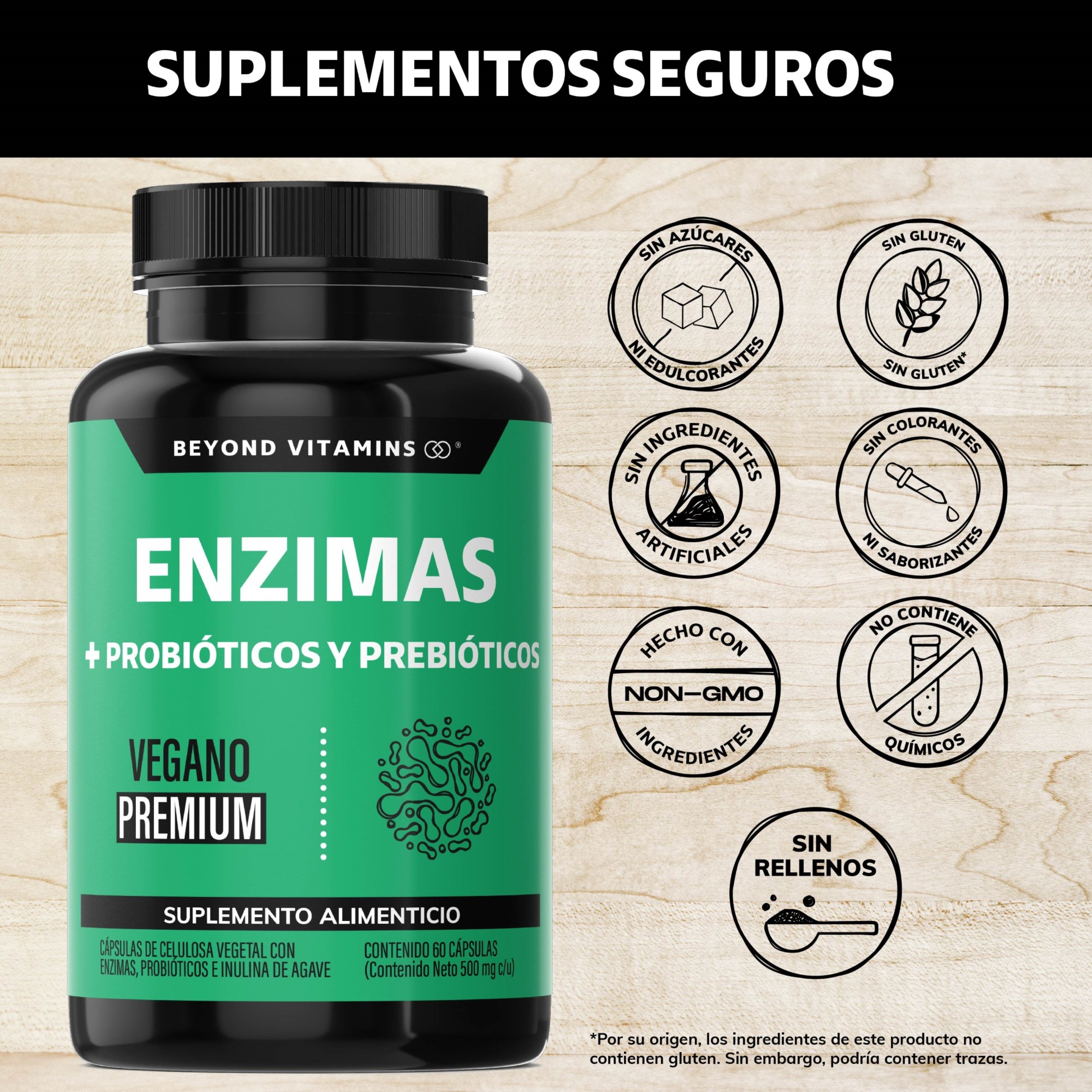 Suplemento Alimenticio Beyond Vitamins Enzimas Digestivas + Probióticos 60 cápsulas