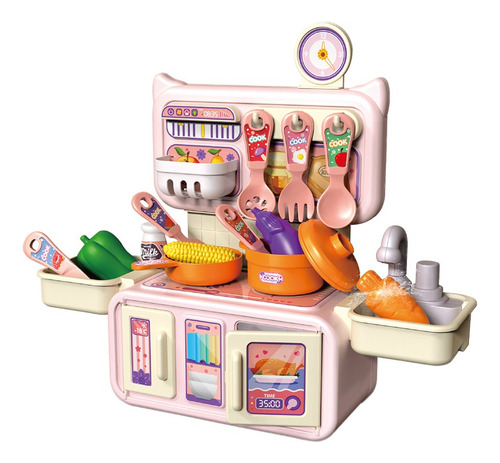 Cocina Infantil Cocinita Horno Rosa Juguete Chef Niños Kit