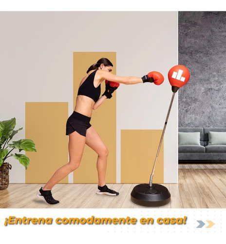 Pera Saco Boxeo Con Base + Guantes De Box + Bomba Box Pro