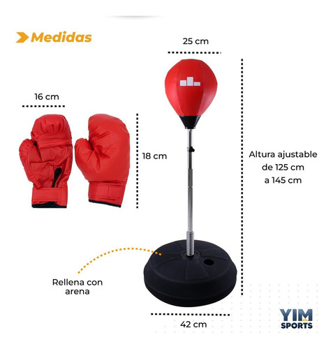 Pera Saco Boxeo Con Base + Guantes De Box + Bomba Box Pro