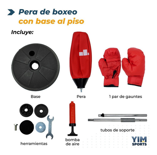Pera Saco Boxeo Con Base + Guantes De Box + Bomba Box Pro