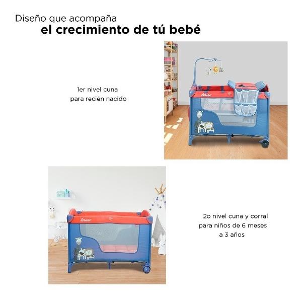 Cuna Corral D Bebe Dreams 2 Niveles Juguetero Azul