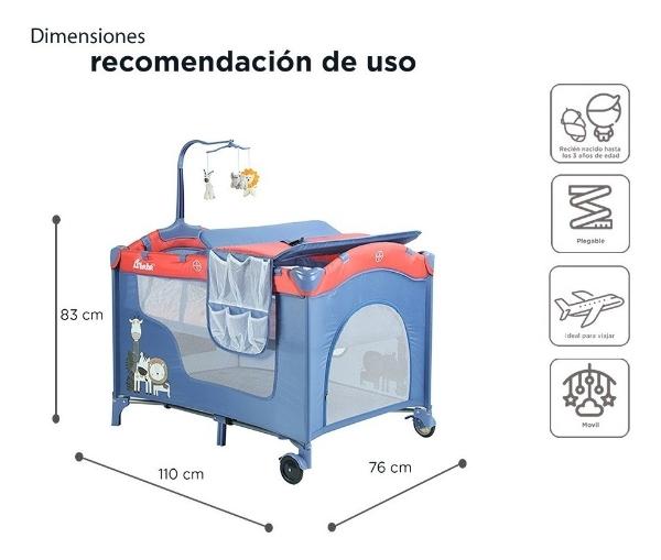 Cuna Corral D Bebe Dreams 2 Niveles Juguetero Azul