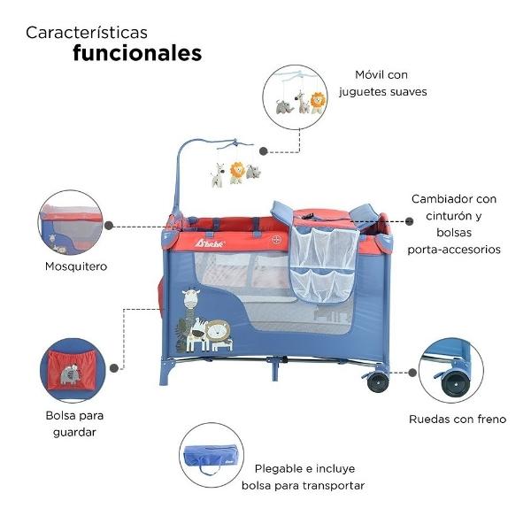 Cuna Corral D Bebe Dreams 2 Niveles Juguetero Azul