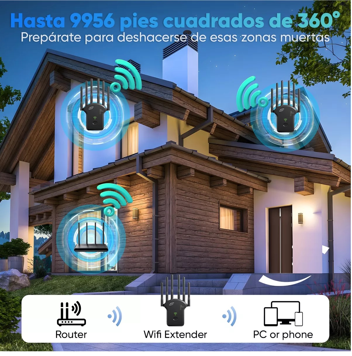Repetidor Wifi Amplificador Señal 1200mbps 110/230v Wps 5g Negro