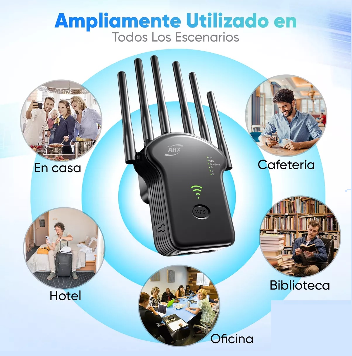 Repetidor Wifi Amplificador Señal 1200mbps 110/230v Wps 5g Negro
