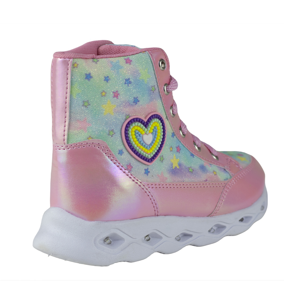 Tenis De Bota Estrellas Con Luces Para Niña Kids Shoes 300-1 Rosa