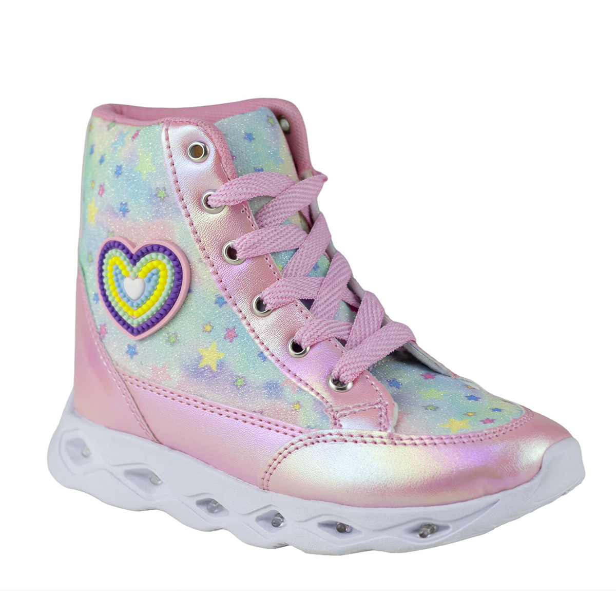 Tenis De Bota Estrellas Con Luces Para Niña Kids Shoes 300-1 Rosa