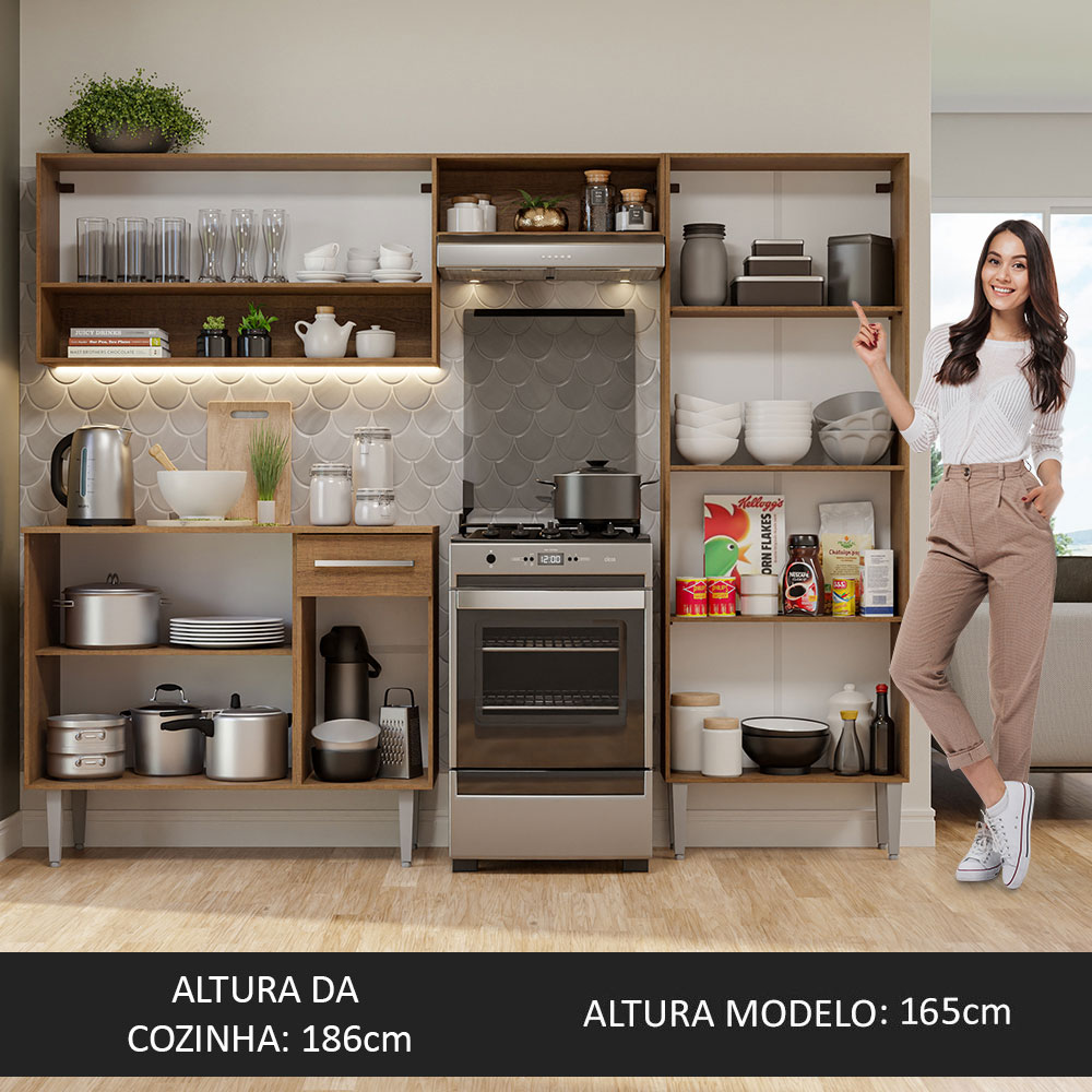 Cocina Integral Completa Modular Madesa Emilly Pop 229cm MG