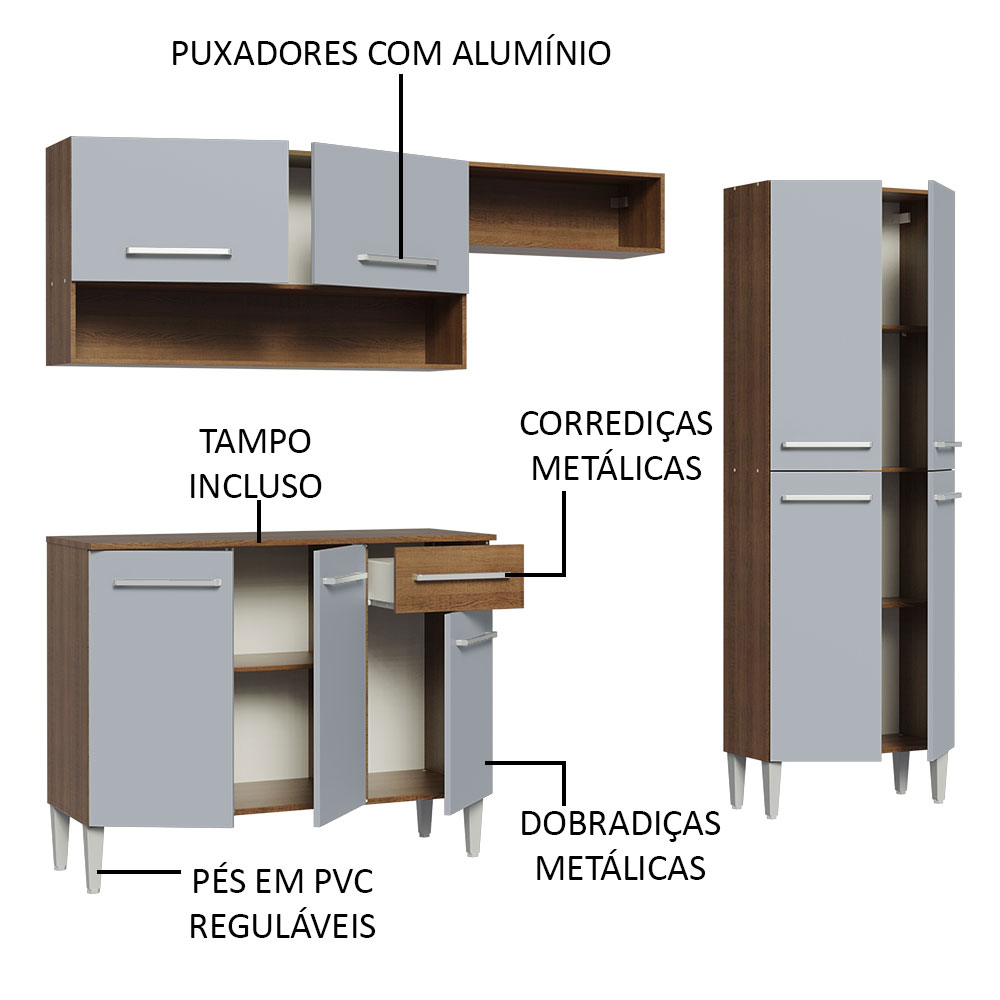 Cocina Integral Completa Modular Madesa Emilly Pop 229cm MG