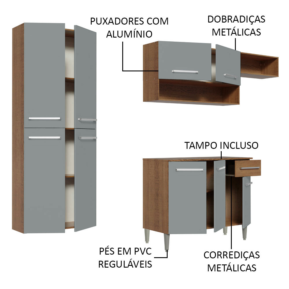 Cocina Integral Completa Modular Madesa Emilly Fit 229cm MG