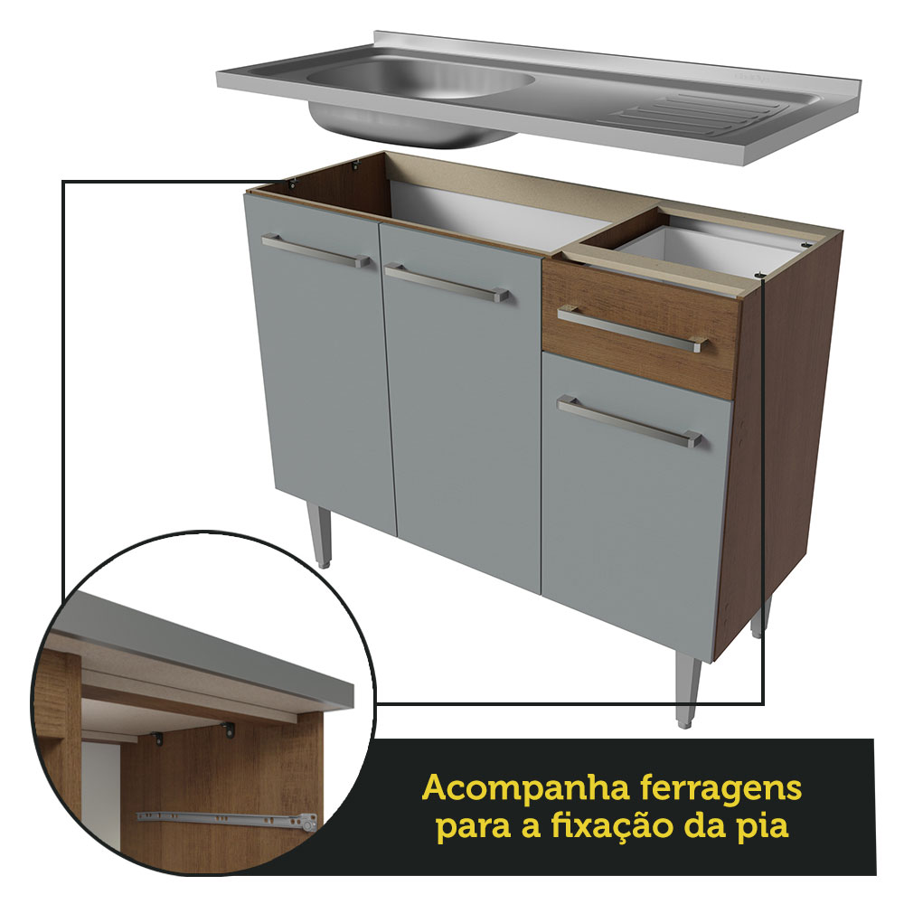 Cocina Integral Completa Modular Madesa Emilly Con Tarja MG 12