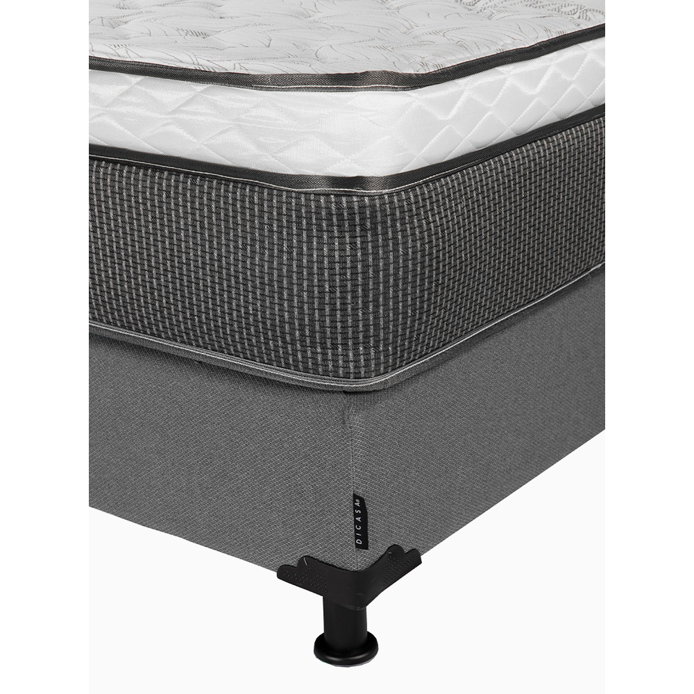 Colchón Spring Air Matrimonial LeMans Con Box Gris, Almohada Oso, Protector, Sabanas y Edredon