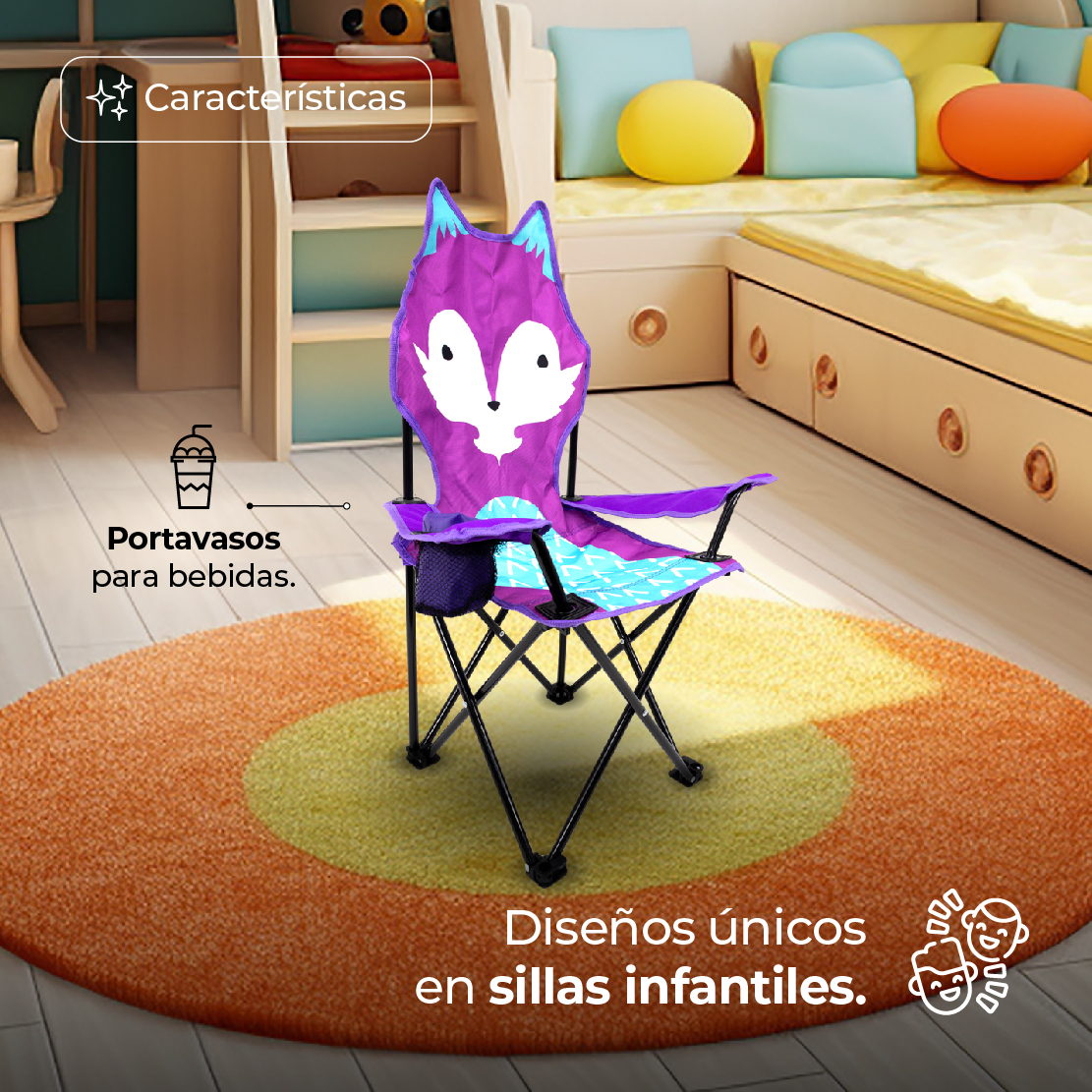 Silla Plegable Para Camping Infantil Zorro