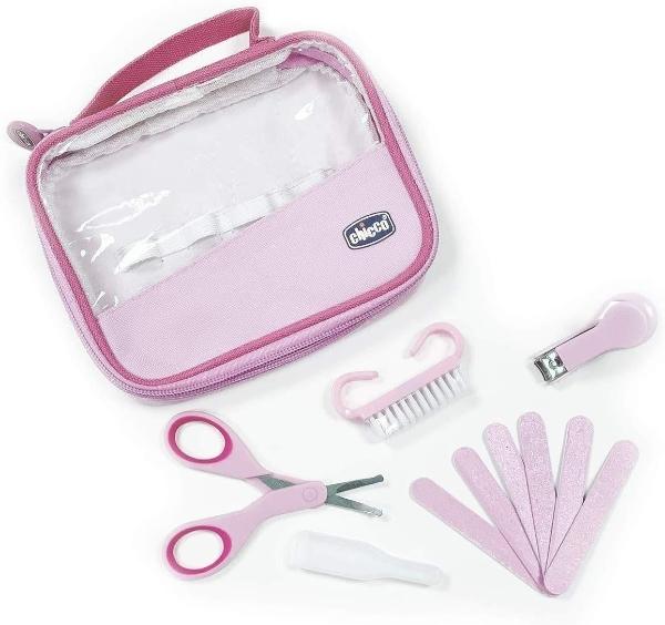 Set Manicure Chicco Limas Tijera Cortauñas Cepillo Bolsa 0m+ Rosa