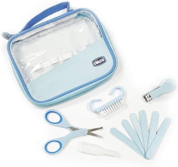 Set Manicure Chicco Limas Tijera Cortauñas Cepillo Bolsa 0m+ Azul