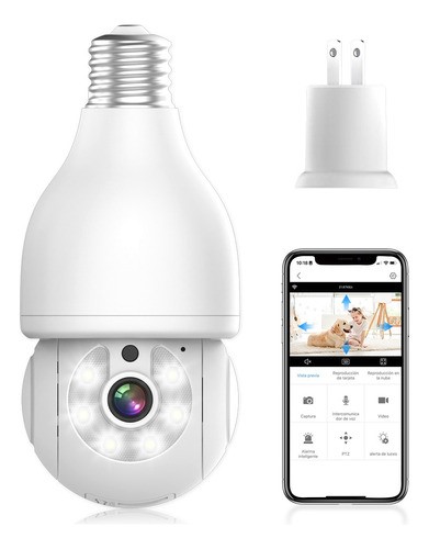 Cámara De Seguridad Foco Hd 1080p Wifi Exterior/interior360º blanco