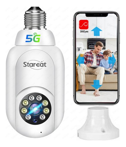 Starcat® Cámara De Seguridad Tipo Foco Ptz 2.4/5g Wifi Alarm