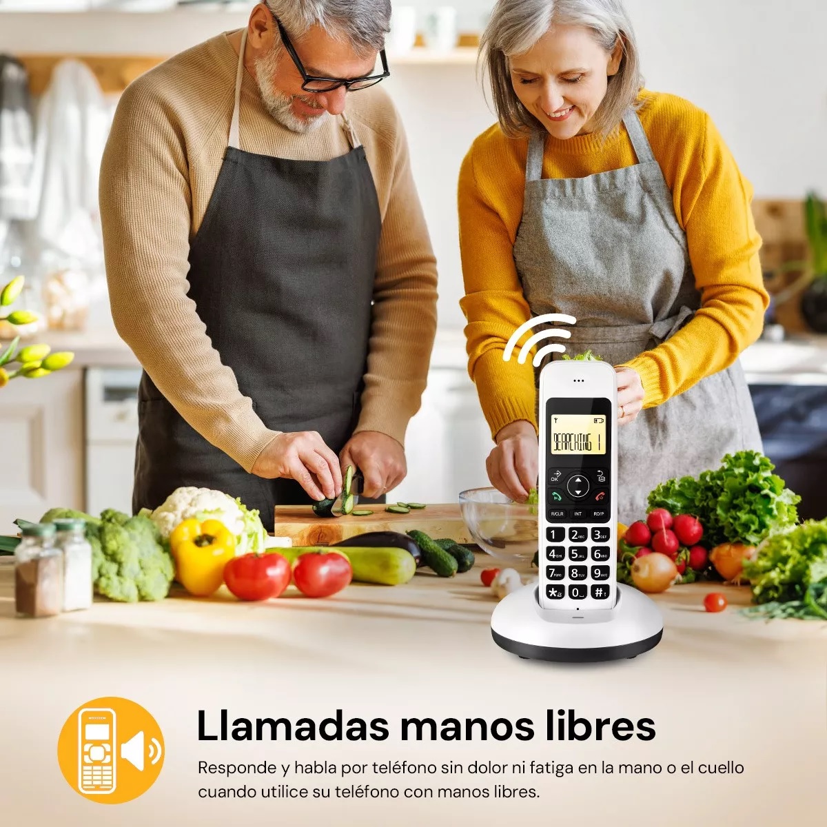 Teléfono Inalámbrico Fijo Moderno Con Lcd Para Casa Oficina Blanco