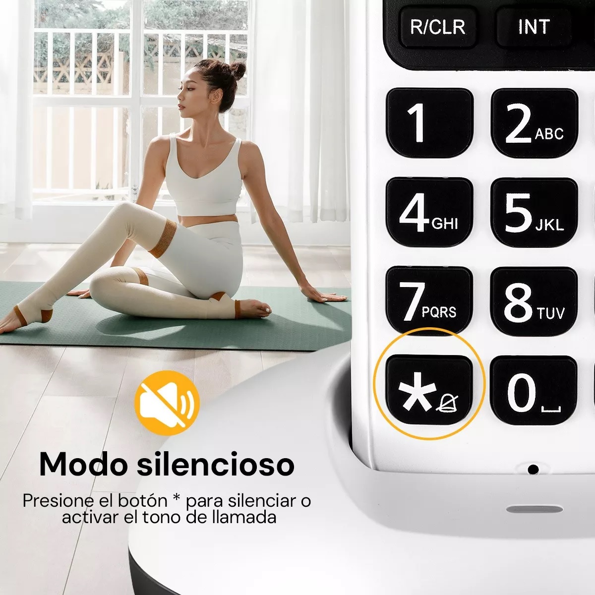 Teléfono Inalámbrico Fijo Moderno Con Lcd Para Casa Oficina Blanco