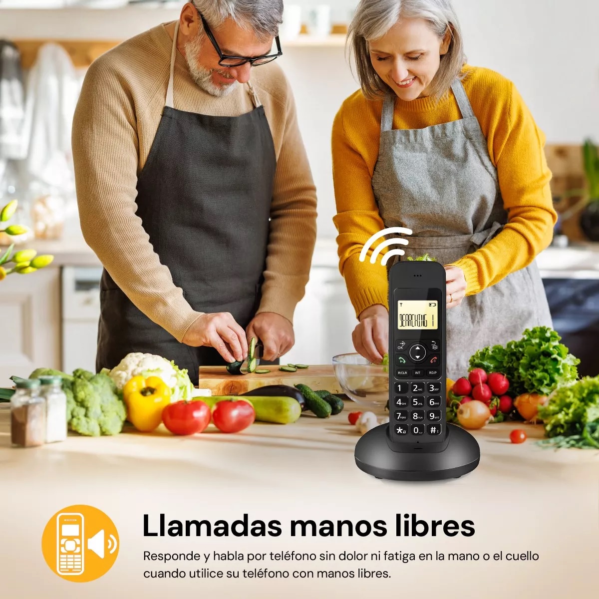 Teléfono Inalámbrico Fijo Moderno Con Lcd Para Casa Oficina Negro