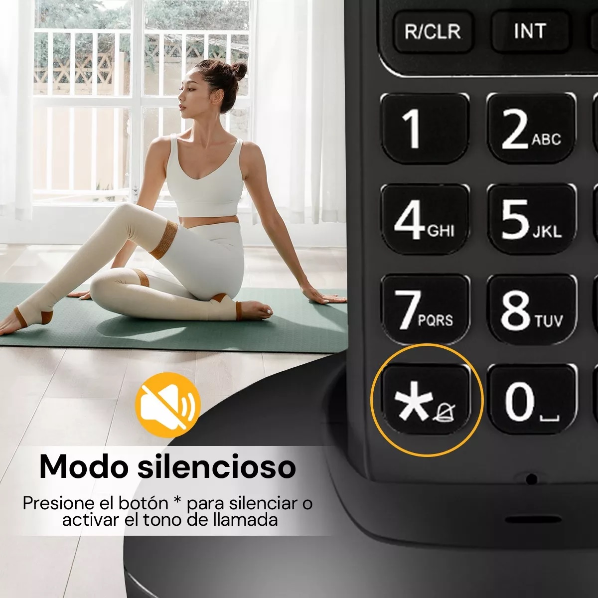 Teléfono Inalámbrico Fijo Moderno Con Lcd Para Casa Oficina Negro