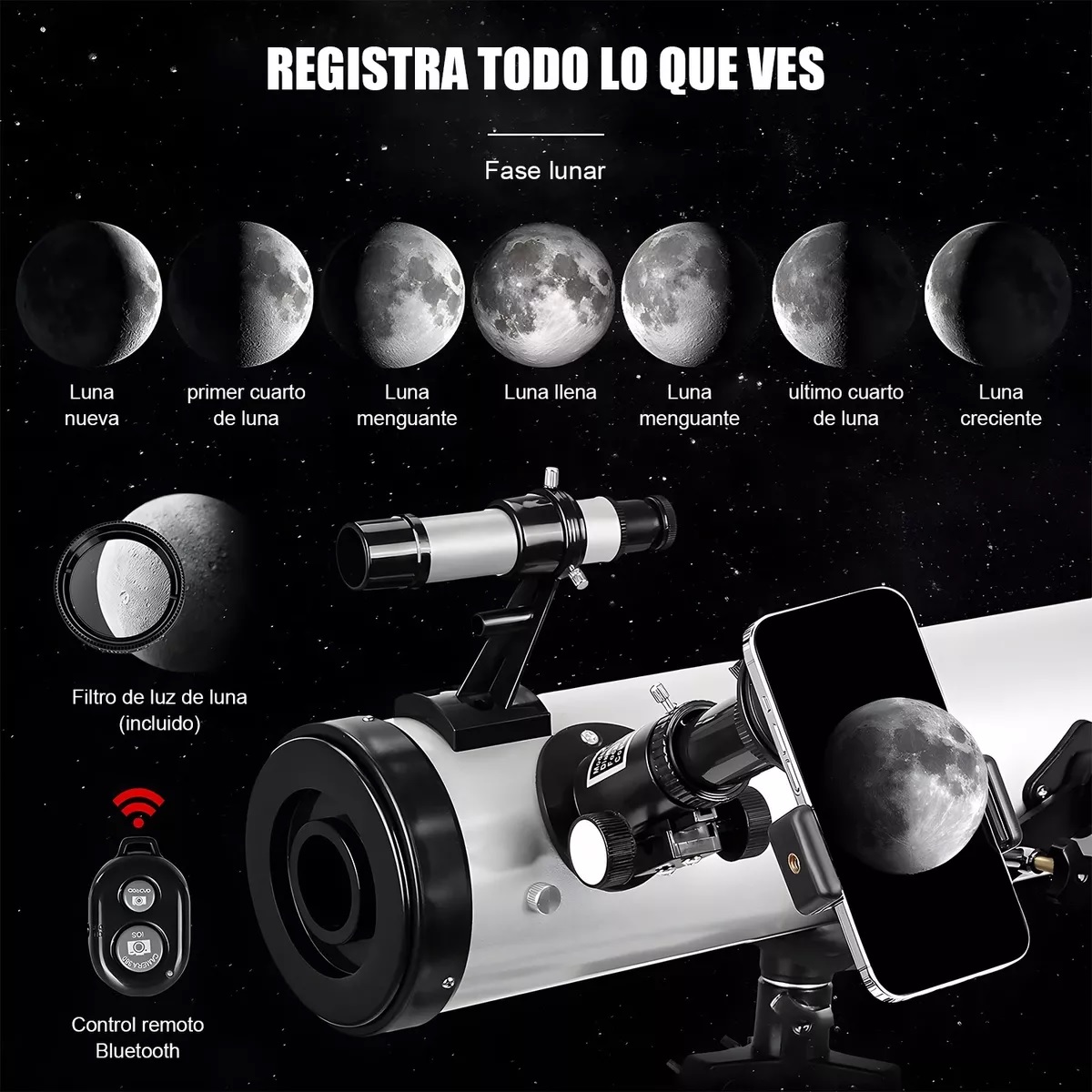 Telescopio Astronómico Hd 35x-525x 114/700mm Reflector