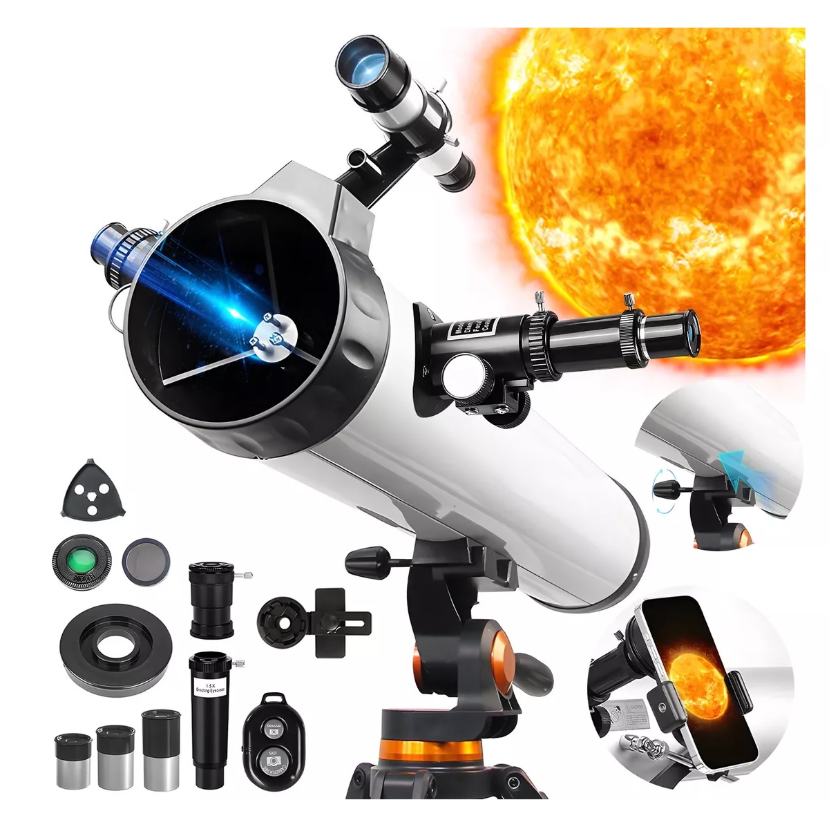 Telescopio Astronómico Hd 35x-525x 114/700mm Reflector